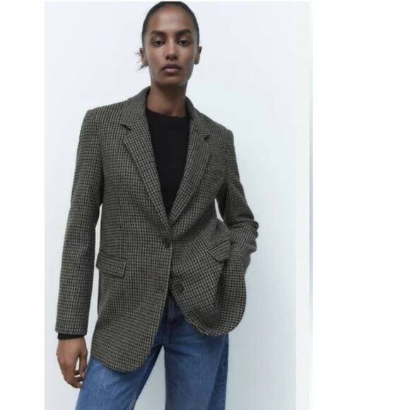 Zara Jackets & Blazers - Zara Houndstooth Heritage Oversized Wool Blend Coat Blazer